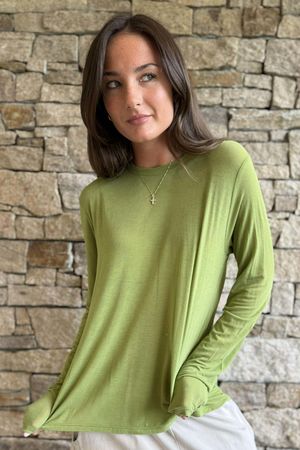 Essential Cashmere Blend Sheer Layering Top Olive